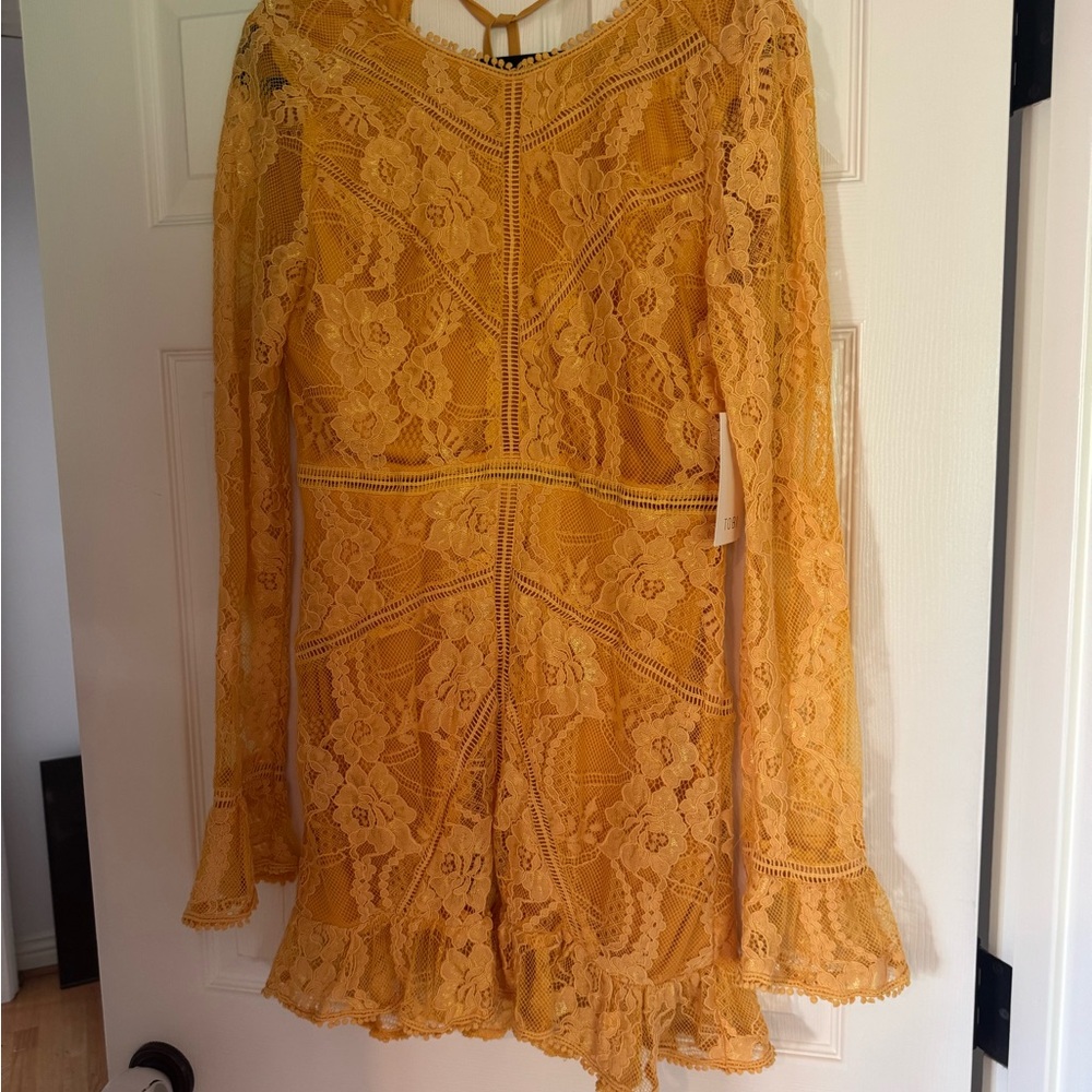 Tobi Mustard Lace Dress